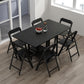 Black Rectangle Dining Set 1/2/3/4/5/7 Pcs Folding Dining Table Set with Chairs 7 Pieces: Table, 6 Chairs Clearhalo 'Dining Room Sets' 'Dining Tables & Seating' 'dining_room_set' 'furn' 'furn_dining_room_set' 'Furniture' 'Kitchen & Dining Furniture' 5691682