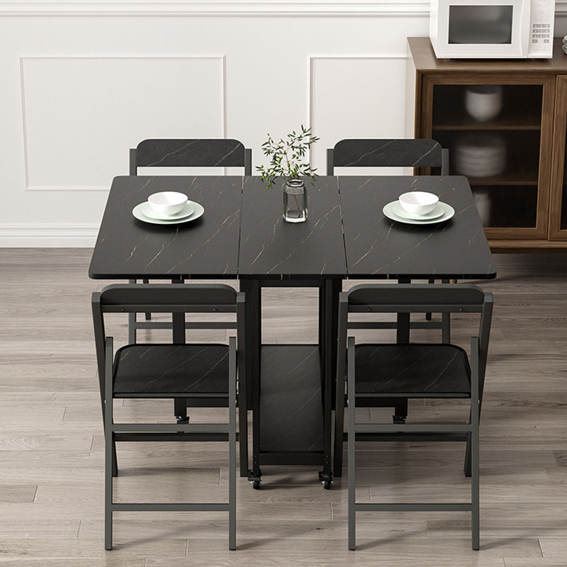 Black Rectangle Dining Set 1/2/3/4/5/7 Pcs Folding Dining Table Set with Chairs 5 Pieces: Table, 4 Chairs Clearhalo 'Dining Room Sets' 'Dining Tables & Seating' 'dining_room_set' 'furn' 'furn_dining_room_set' 'Furniture' 'Kitchen & Dining Furniture' 5691685