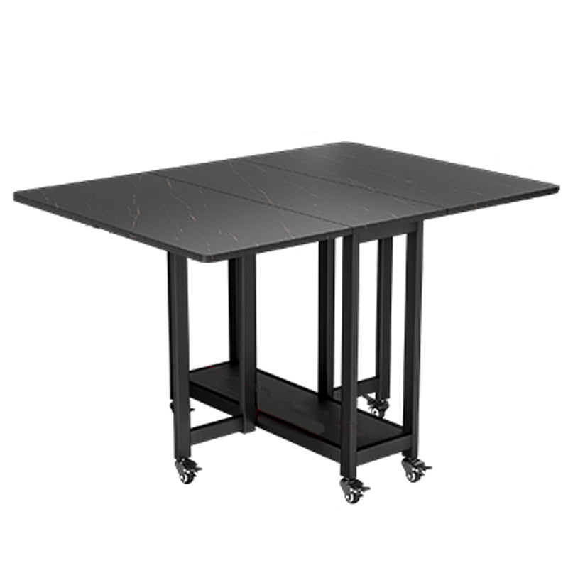 Black Rectangle Dining Set 1/2/3/4/5/7 Pcs Folding Dining Table Set with Chairs Black 47"L x 35"W Clearhalo 'Dining Room Sets' 'Dining Tables & Seating' 'dining_room_set' 'furn' 'furn_dining_room_set' 'Furniture' 'Kitchen & Dining Furniture' 5691687