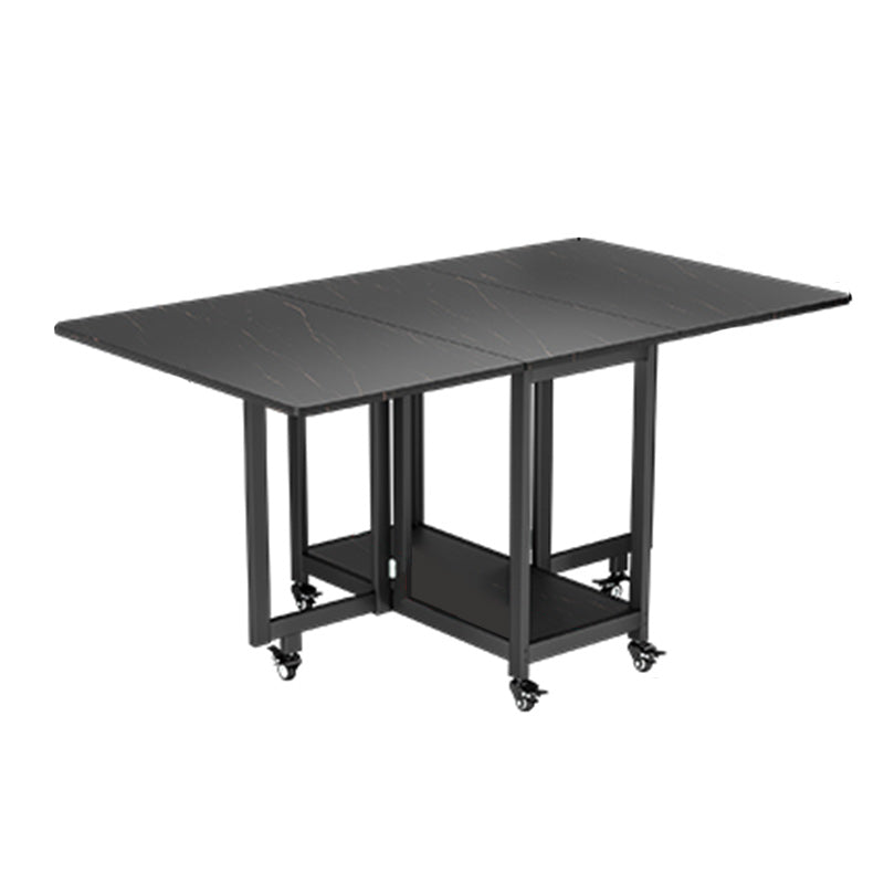Black Rectangle Dining Set 1/2/3/4/5/7 Pcs Folding Dining Table Set with Chairs Black 59"L x 35"W Clearhalo 'Dining Room Sets' 'Dining Tables & Seating' 'dining_room_set' 'furn' 'furn_dining_room_set' 'Furniture' 'Kitchen & Dining Furniture' 5691693
