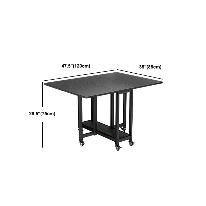 Black Rectangle Dining Set 1/2/3/4/5/7 Pcs Folding Dining Table Set with Chairs Clearhalo 'Dining Room Sets' 'Dining Tables & Seating' 'dining_room_set' 'furn' 'furn_dining_room_set' 'Furniture' 'Kitchen & Dining Furniture' 5691694