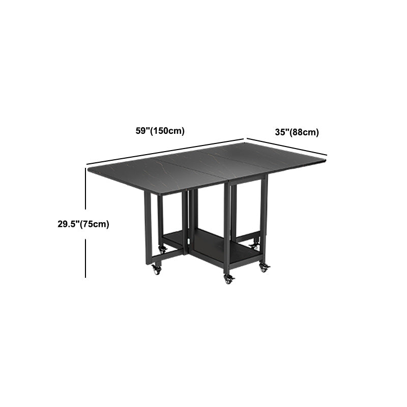 Black Rectangle Dining Set 1/2/3/4/5/7 Pcs Folding Dining Table Set with Chairs Clearhalo 'Dining Room Sets' 'Dining Tables & Seating' 'dining_room_set' 'furn' 'furn_dining_room_set' 'Furniture' 'Kitchen & Dining Furniture' 5691695