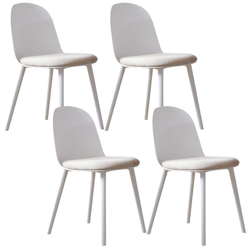 Modern Dining Set 1/3/4/5 Pcs Round Dining Table with Side Chairs in White 4 White Chairs Clearhalo 'Dining Room Sets' 'Dining Tables & Seating' 'dining_room_set' 'furn' 'furn_dining_room_set' 'Furniture' 'Kitchen & Dining Furniture' 5691719