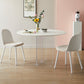 Modern Dining Set 1/3/4/5 Pcs Round Dining Table with Side Chairs in White 3 Pieces: Table, 2 White Chairs Clearhalo 'Dining Room Sets' 'Dining Tables & Seating' 'dining_room_set' 'furn' 'furn_dining_room_set' 'Furniture' 'Kitchen & Dining Furniture' 5691722