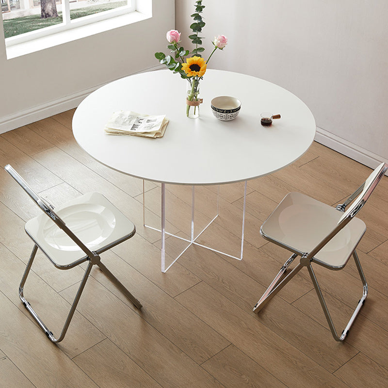 Modern Dining Set 1/3/4/5 Pcs Round Dining Table with Side Chairs in White 3 Pieces: Table, 2 Beige Chairs Clearhalo 'Dining Room Sets' 'Dining Tables & Seating' 'dining_room_set' 'furn' 'furn_dining_room_set' 'Furniture' 'Kitchen & Dining Furniture' 5691723