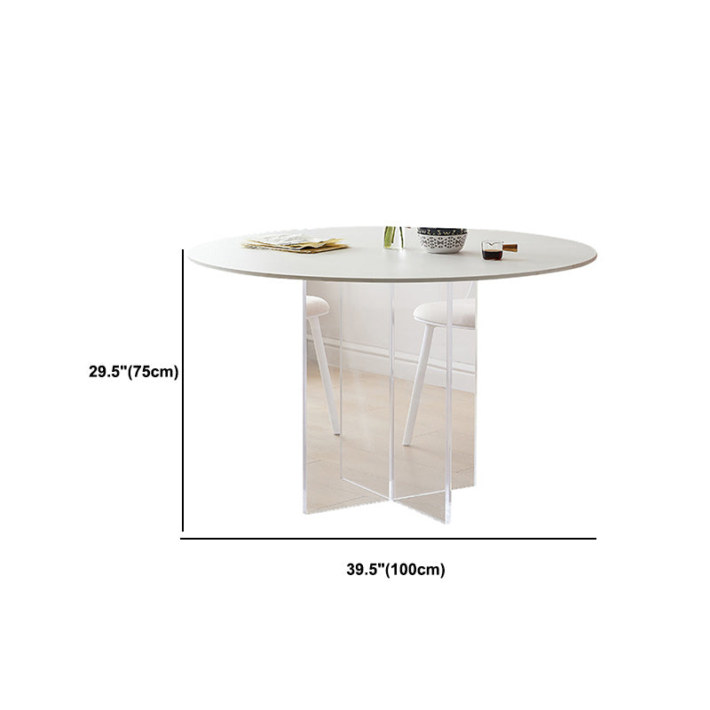 Modern Dining Set 1/3/4/5 Pcs Round Dining Table with Side Chairs in White Clearhalo 'Dining Room Sets' 'Dining Tables & Seating' 'dining_room_set' 'furn' 'furn_dining_room_set' 'Furniture' 'Kitchen & Dining Furniture' 5691730