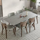 Modern Sintered Stone Dining Set Rectangle 1/2/5/7 Pieces Dining Room Table Set in Grey 7 Pieces: Table, 6 Chairs Clearhalo 'Dining Room Sets' 'Dining Tables & Seating' 'dining_room_set' 'furn' 'furn_dining_room_set' 'Furniture' 'Kitchen & Dining Furniture' 5691739