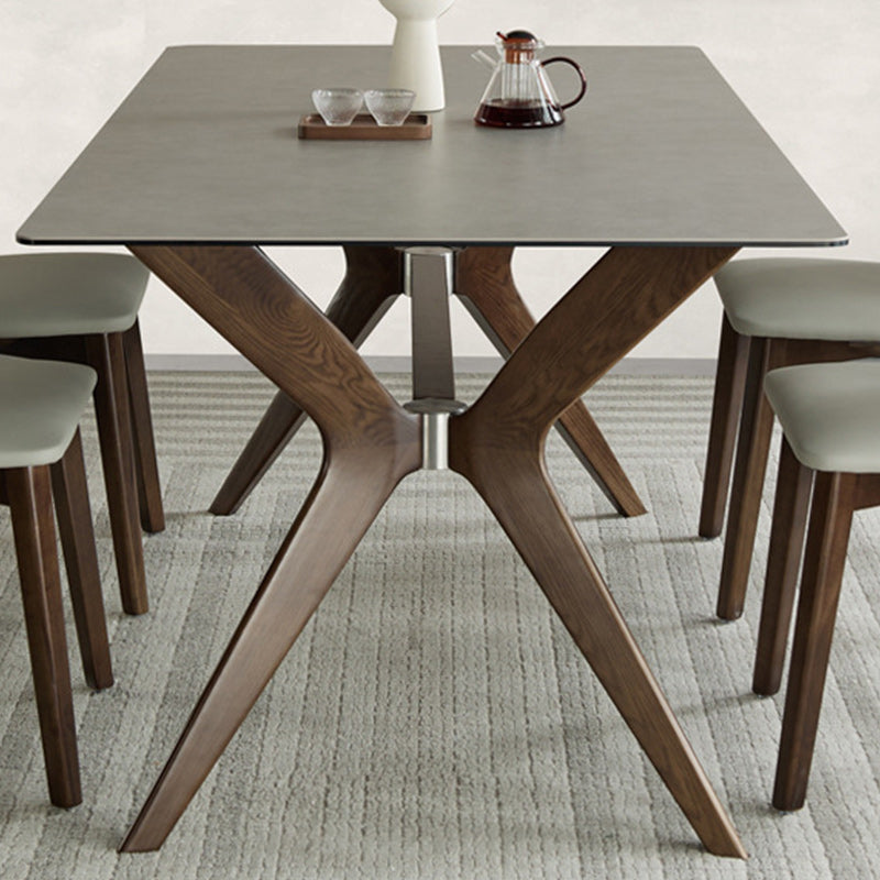 Modern Sintered Stone Dining Set Rectangle 1/2/5/7 Pieces Dining Room Table Set in Grey Clearhalo 'Dining Room Sets' 'Dining Tables & Seating' 'dining_room_set' 'furn' 'furn_dining_room_set' 'Furniture' 'Kitchen & Dining Furniture' 5691741