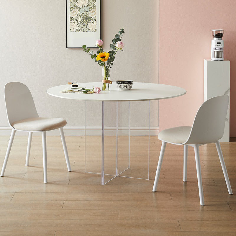 White Modern Dining Table Set 1/2/3/5 Pcs Kitchen Table and Chairs 3 Pieces: Table, 2 Chairs Clearhalo 'Dining Room Sets' 'Dining Tables & Seating' 'dining_room_set' 'furn' 'furn_dining_room_set' 'Furniture' 'Kitchen & Dining Furniture' 5691754
