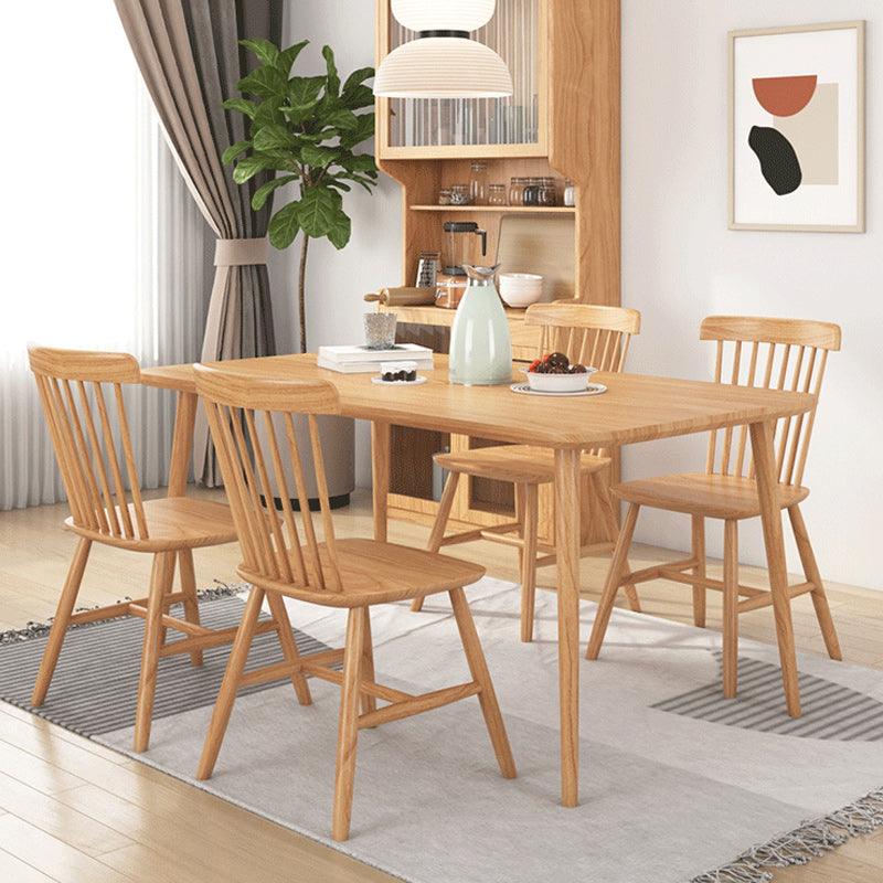 Modern Dining Set 1/2/5 Pcs Solid Wood Table with Cow Horn Chairs and Windsor Chairs Clearhalo 'Dining Room Sets' 'Dining Tables & Seating' 'dining_room_set' 'furn' 'furn_dining_room_set' 'Furniture' 'Kitchen & Dining Furniture' 5691767