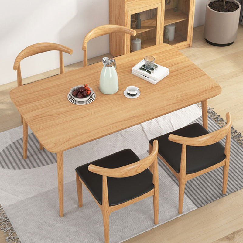 Modern Dining Set 1/2/5 Pcs Solid Wood Table with Cow Horn Chairs and Windsor Chairs 5 Pieces: Table, 4 Natural Chairs Clearhalo 'Dining Room Sets' 'Dining Tables & Seating' 'dining_room_set' 'furn' 'furn_dining_room_set' 'Furniture' 'Kitchen & Dining Furniture' 5691770
