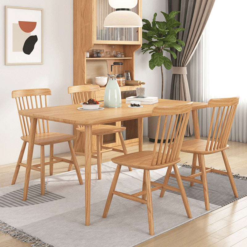 Modern Dining Set 1/2/5 Pcs Solid Wood Table with Cow Horn Chairs and Windsor Chairs 5 Pieces: Table, 4 Wood Chairs Clearhalo 'Dining Room Sets' 'Dining Tables & Seating' 'dining_room_set' 'furn' 'furn_dining_room_set' 'Furniture' 'Kitchen & Dining Furniture' 5691771