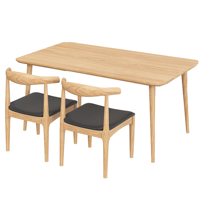 Modern Dining Set 1/2/5 Pcs Solid Wood Table with Cow Horn Chairs and Windsor Chairs Wood 86.6"L x 35.4"W Clearhalo 'Dining Room Sets' 'Dining Tables & Seating' 'dining_room_set' 'furn' 'furn_dining_room_set' 'Furniture' 'Kitchen & Dining Furniture' 5691773