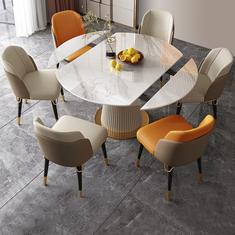 Glam Dining Set Stone 1/2/5/7 Pieces Dining Turntable Furniture for Home Clearhalo 'Dining Room Sets' 'Dining Tables & Seating' 'dining_room_set' 'furn' 'furn_dining_room_set' 'Furniture' 'Kitchen & Dining Furniture' 5691785