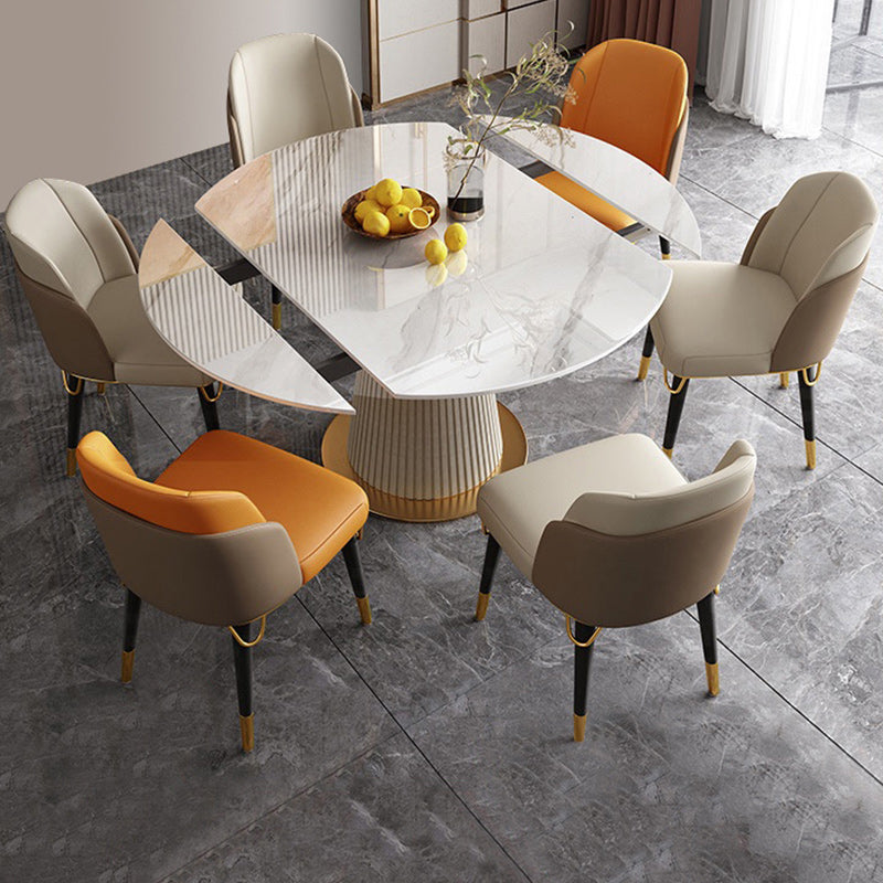 Glam Dining Set Stone 1/2/5/7 Pieces Dining Turntable Furniture for Home Clearhalo 'Dining Room Sets' 'Dining Tables & Seating' 'dining_room_set' 'furn' 'furn_dining_room_set' 'Furniture' 'Kitchen & Dining Furniture' 5691791