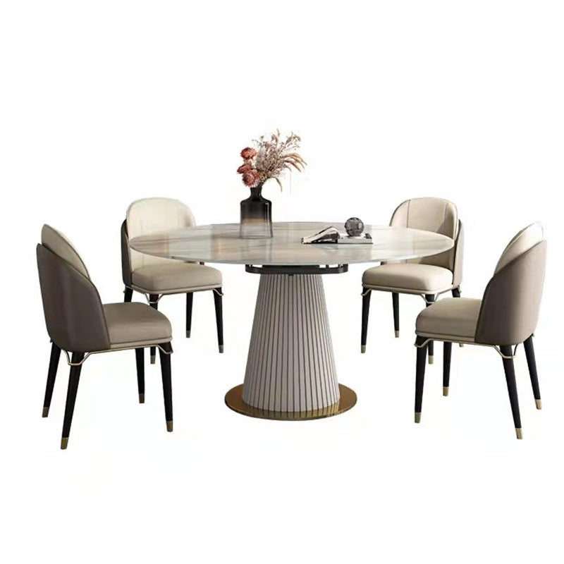 Glam Dining Set Stone 1/2/5/7 Pieces Dining Turntable Furniture for Home Clearhalo 'Dining Room Sets' 'Dining Tables & Seating' 'dining_room_set' 'furn' 'furn_dining_room_set' 'Furniture' 'Kitchen & Dining Furniture' 5691792