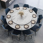 Contemporary Stone Round Dining Set 1/4/7/11 Pieces Turntable Dining Furniture for Home 11 Pieces: Table, 10 Chairs Clearhalo 'Dining Room Sets' 'Dining Tables & Seating' 'dining_room_set' 'furn' 'furn_dining_room_set' 'Furniture' 'Kitchen & Dining Furniture' 5691820