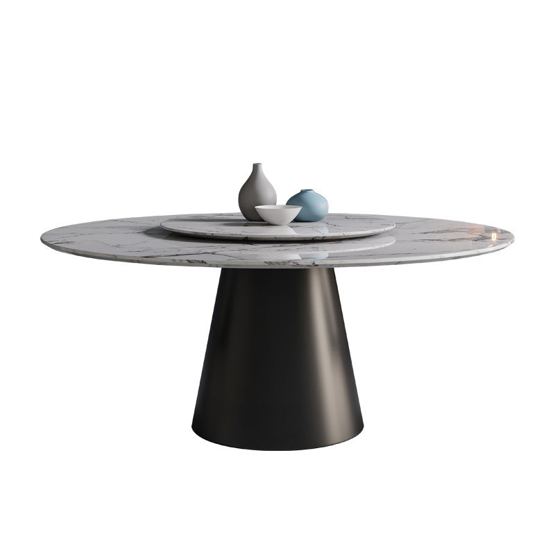 Contemporary Stone Round Dining Set 1/4/7/11 Pieces Turntable Dining Furniture for Home White 71"L x 71"W Clearhalo 'Dining Room Sets' 'Dining Tables & Seating' 'dining_room_set' 'furn' 'furn_dining_room_set' 'Furniture' 'Kitchen & Dining Furniture' 5691823