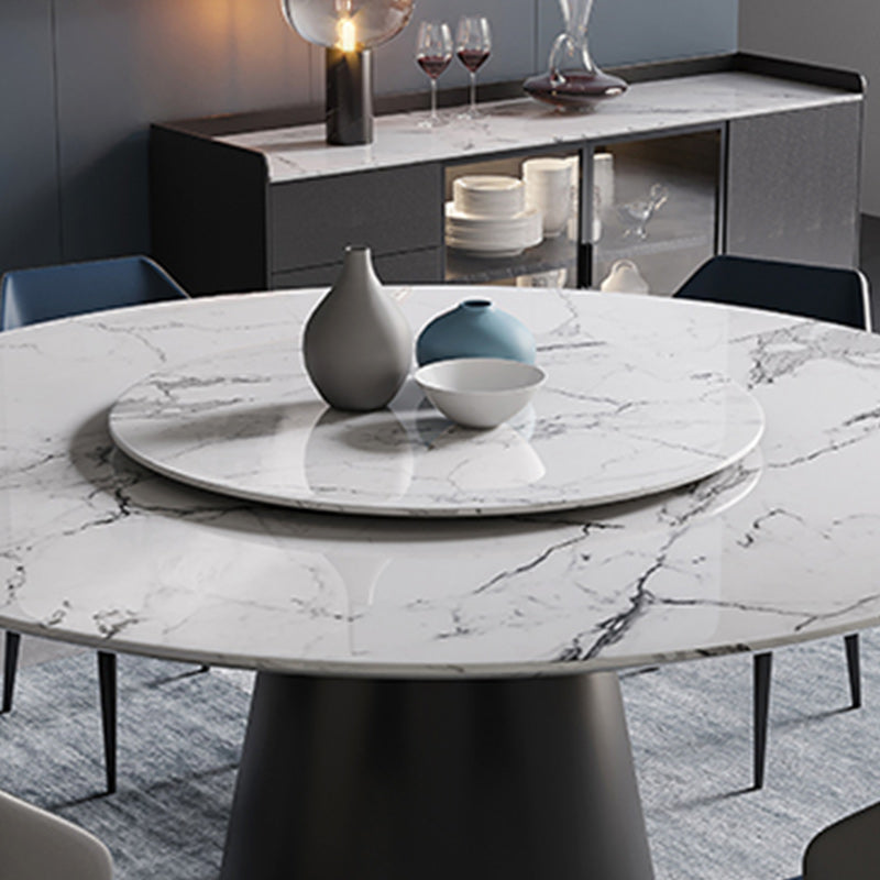 Contemporary Stone Round Dining Set 1/4/7/11 Pieces Turntable Dining Furniture for Home Clearhalo 'Dining Room Sets' 'Dining Tables & Seating' 'dining_room_set' 'furn' 'furn_dining_room_set' 'Furniture' 'Kitchen & Dining Furniture' 5691824
