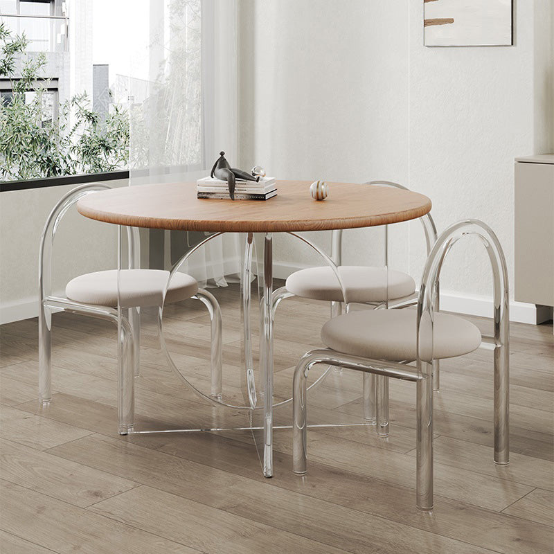 Solid Wood Top Dining Set 1/2/3/4/5 Pcs Kitchen Table and Chairs with Acrylic Frame 4 Pieces: Table, 3 Chairs Clearhalo 'Dining Room Sets' 'Dining Tables & Seating' 'dining_room_set' 'furn' 'furn_dining_room_set' 'Furniture' 'Kitchen & Dining Furniture' 5691837