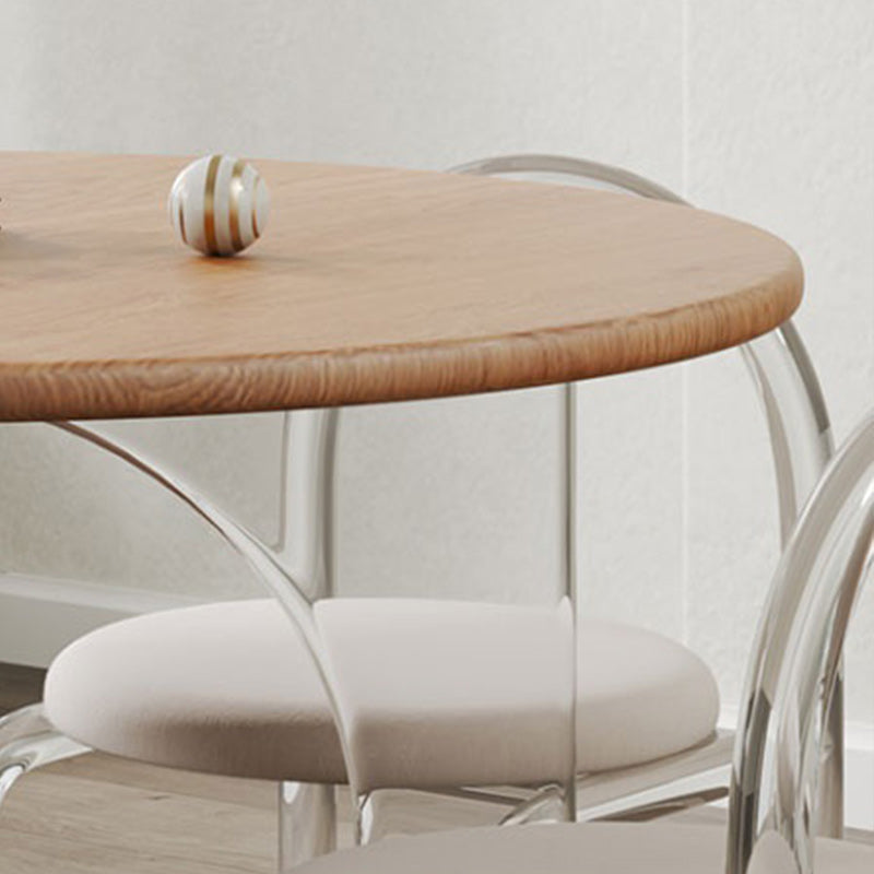 Solid Wood Top Dining Set 1/2/3/4/5 Pcs Kitchen Table and Chairs with Acrylic Frame Clearhalo 'Dining Room Sets' 'Dining Tables & Seating' 'dining_room_set' 'furn' 'furn_dining_room_set' 'Furniture' 'Kitchen & Dining Furniture' 5691841