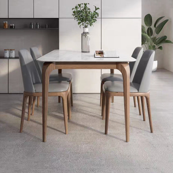 Juego de comedor moderno con tapa de piedra sinterizada, juego de mesa de comedor rectangular de 1/2/5 piezas