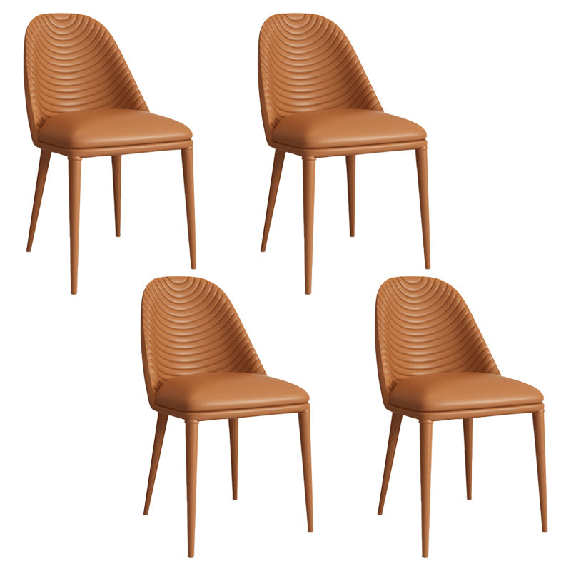 Contemporary Round Turntable Faux Leather Dining Set Stone 1/4/7 Pieces Dining Furniture 4 Orange Chairs Clearhalo 'Dining Room Sets' 'Dining Tables & Seating' 'dining_room_set' 'furn' 'furn_dining_room_set' 'Furniture' 'Kitchen & Dining Furniture' 5691866