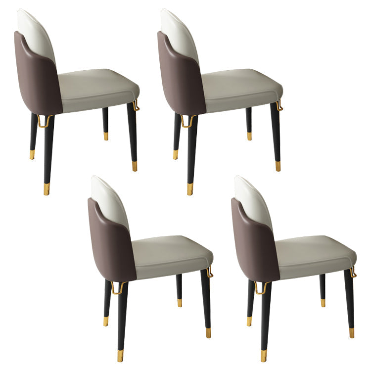 Contemporary Round Turntable Faux Leather Dining Set Stone 1/4/7 Pieces Dining Furniture 4 Brown Chairs Clearhalo 'Dining Room Sets' 'Dining Tables & Seating' 'dining_room_set' 'furn' 'furn_dining_room_set' 'Furniture' 'Kitchen & Dining Furniture' 5691869