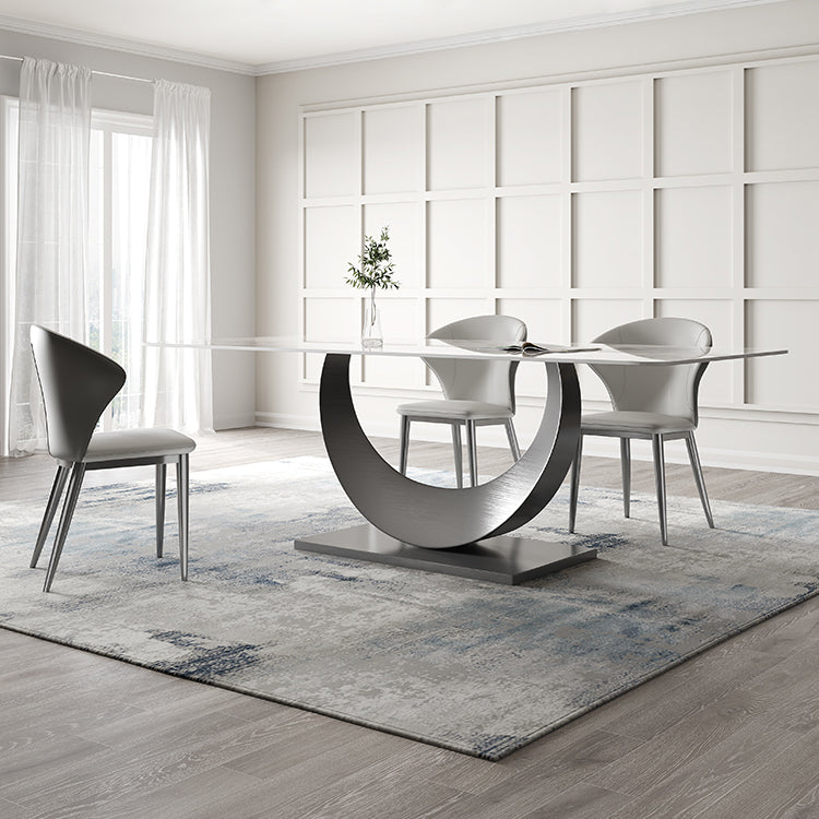 Modern Style Sintered Stone Rectangle Table Set 1/4/5/7 Pieces Dining Set 4 Pieces: Table, 3 Chairs Clearhalo 'Dining Room Sets' 'Dining Tables & Seating' 'dining_room_set' 'furn' 'furn_dining_room_set' 'Furniture' 'Kitchen & Dining Furniture' 5691931