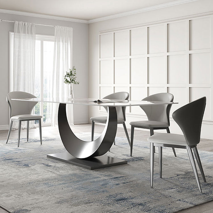 Modern Style Sintered Stone Rectangle Table Set 1/4/5/7 Pieces Dining Set Clearhalo 'Dining Room Sets' 'Dining Tables & Seating' 'dining_room_set' 'furn' 'furn_dining_room_set' 'Furniture' 'Kitchen & Dining Furniture' 5691934