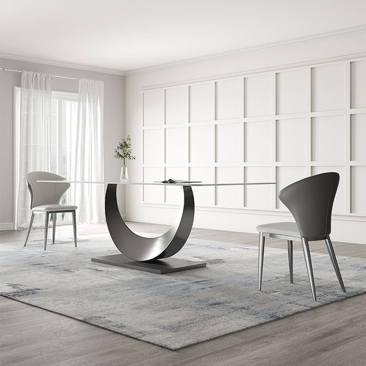 Modern Style Sintered Stone Rectangle Table Set 1/4/5/7 Pieces Dining Set Clearhalo 'Dining Room Sets' 'Dining Tables & Seating' 'dining_room_set' 'furn' 'furn_dining_room_set' 'Furniture' 'Kitchen & Dining Furniture' 5691940