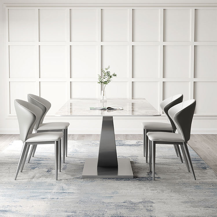 Modern Style Sintered Stone Rectangle Table Set 1/4/5/7 Pieces Dining Set 5 Pieces: Table, 4 Chairs Clearhalo 'Dining Room Sets' 'Dining Tables & Seating' 'dining_room_set' 'furn' 'furn_dining_room_set' 'Furniture' 'Kitchen & Dining Furniture' 5691942