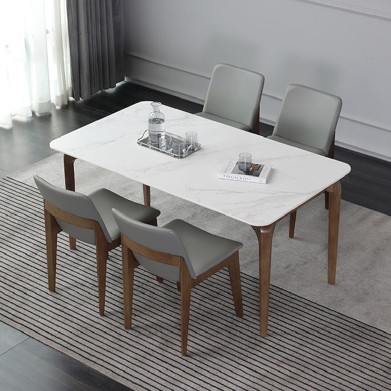 Contemporary Sintered Stone Rectangle Table Set 1/4/5 Pieces Dining Set Clearhalo 'Dining Room Sets' 'Dining Tables & Seating' 'dining_room_set' 'furn' 'furn_dining_room_set' 'Furniture' 'Kitchen & Dining Furniture' 5691989