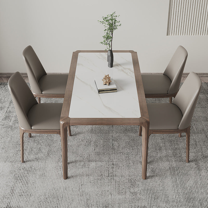 Contemporary Style Sintered Stone Rectangle Table Set 1/4/5/7 Pieces Dining Set 5 Pieces: Table, 4 Chairs Clearhalo 'Dining Room Sets' 'Dining Tables & Seating' 'dining_room_set' 'furn' 'furn_dining_room_set' 'Furniture' 'Kitchen & Dining Furniture' 5692004