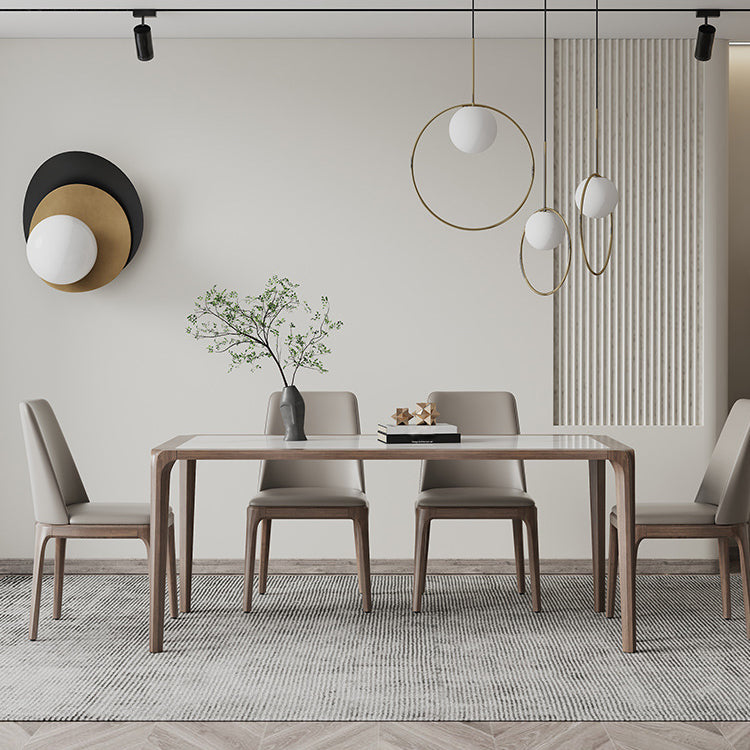 Contemporary Style Sintered Stone Rectangle Table Set 1/4/5/7 Pieces Dining Set Clearhalo 'Dining Room Sets' 'Dining Tables & Seating' 'dining_room_set' 'furn' 'furn_dining_room_set' 'Furniture' 'Kitchen & Dining Furniture' 5692008