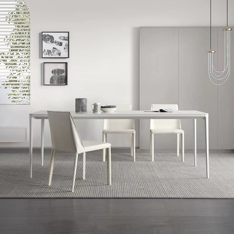 Ensemble de salle à manger moderne en pierre frittée, rectangulaire, 1/4/5/6/7 pièces, ensemble de Table de salle à manger en blanc