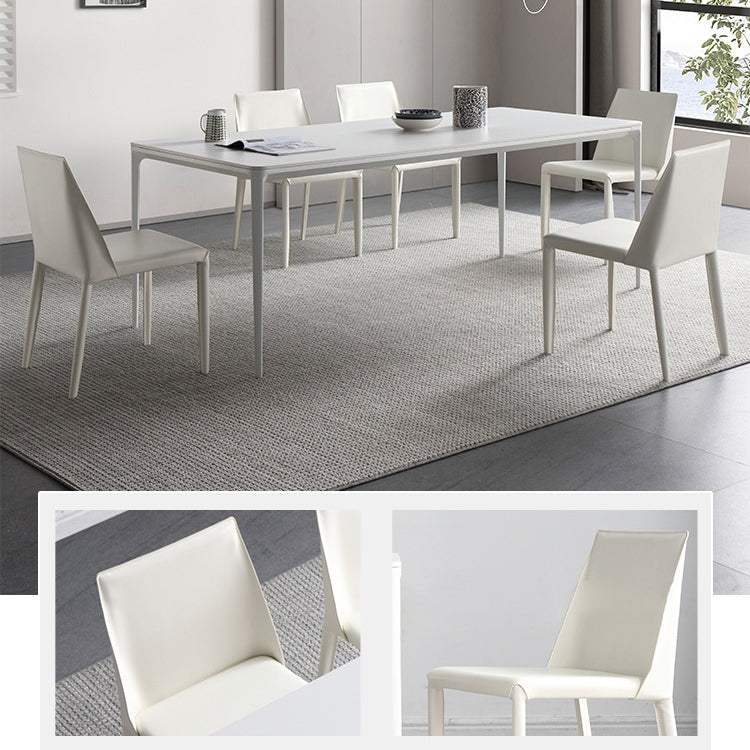 Ensemble de salle à manger moderne en pierre frittée, rectangulaire, 1/4/5/6/7 pièces, ensemble de Table de salle à manger en blanc