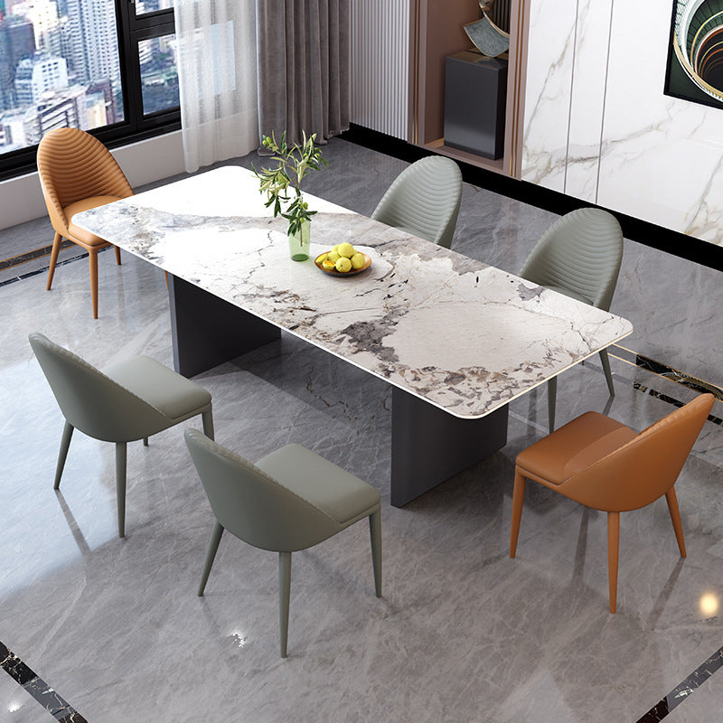 Set da tavolo moderno rettangolare in pietra sinterizzata Set da pranzo da 1/4/5/7 pezzi