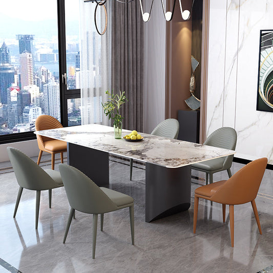 コンテンポラリー焼結の石の長方形テーブルセット1/4/5/7ピースダイニングセット