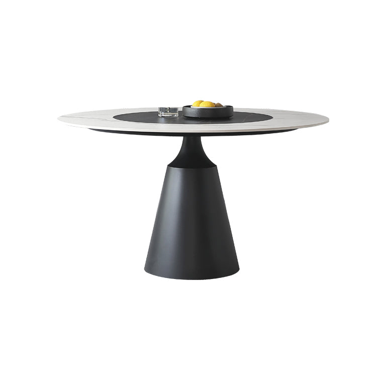 Contemporary Sintered Stone Round Table Set 1/4/7 Pieces Dining Set White 59"L x 59"W Clearhalo 'Dining Room Sets' 'Dining Tables & Seating' 'dining_room_set' 'furn' 'furn_dining_room_set' 'Furniture' 'Kitchen & Dining Furniture' 5692061