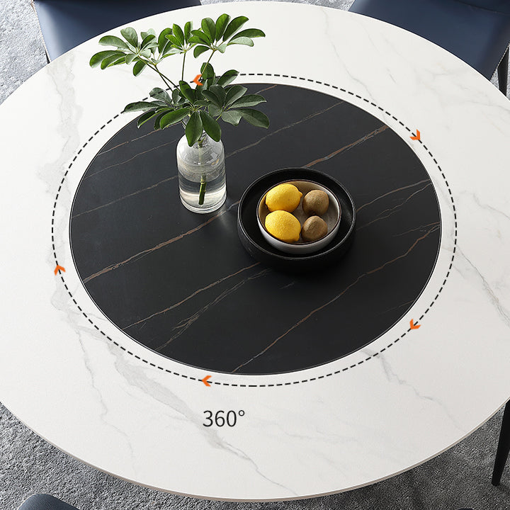 Contemporary Sintered Stone Round Table Set 1/4/7 Pieces Dining Set Clearhalo 'Dining Room Sets' 'Dining Tables & Seating' 'dining_room_set' 'furn' 'furn_dining_room_set' 'Furniture' 'Kitchen & Dining Furniture' 5692064