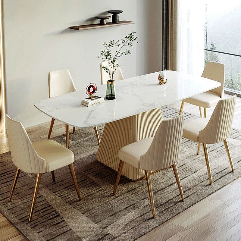 Ensemble de table rectangulaire en pierre frittée de style Glam nordique, ensemble de 1/4/5/7 pièces