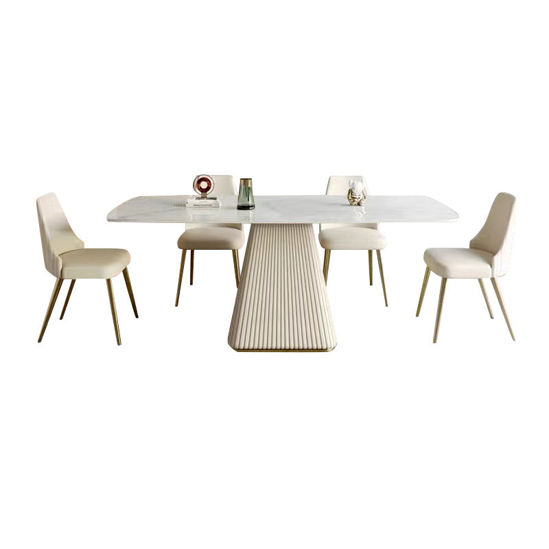 Ensemble de table rectangulaire en pierre frittée de style Glam nordique, ensemble de 1/4/5/7 pièces