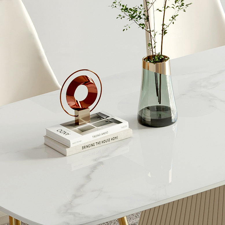 Ensemble de table rectangulaire en pierre frittée de style Glam nordique, ensemble de 1/4/5/7 pièces