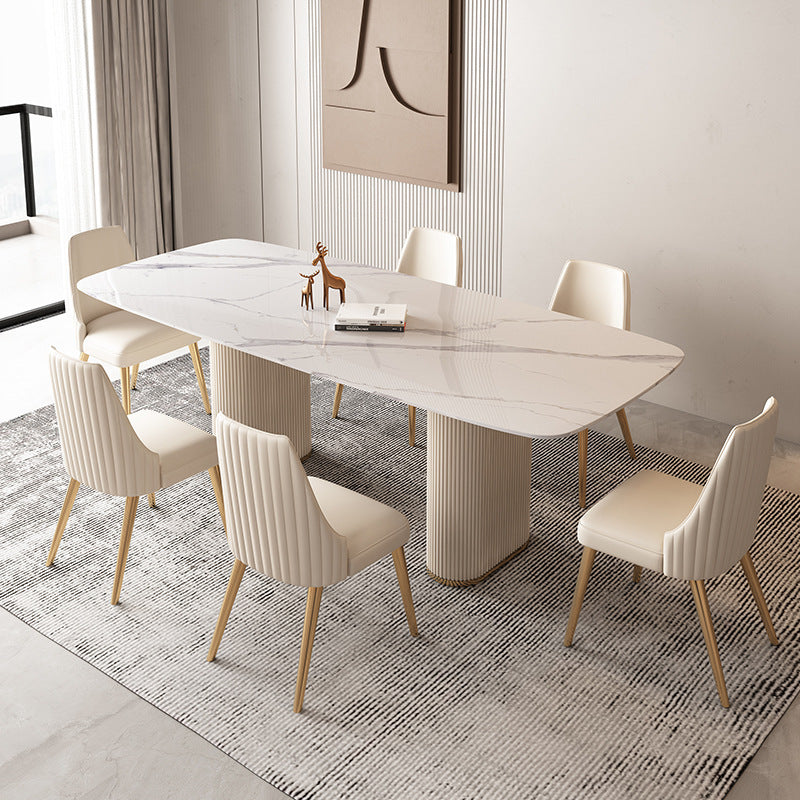 Nordic Style Sintered Stone Rectangle Table Set 1/4/5/7 Pieces Set 7 Pieces: Table, 6 Chairs Clearhalo 'Dining Room Sets' 'Dining Tables & Seating' 'dining_room_set' 'furn' 'furn_dining_room_set' 'Furniture' 'Kitchen & Dining Furniture' 5692106
