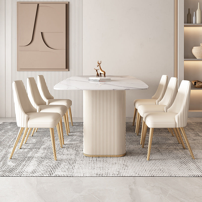 Nordic Style Sintered Stone Rectangle Table Set 1/4/5/7 Pieces Set Clearhalo 'Dining Room Sets' 'Dining Tables & Seating' 'dining_room_set' 'furn' 'furn_dining_room_set' 'Furniture' 'Kitchen & Dining Furniture' 5692108