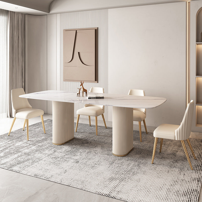 Nordic Style Sintered Stone Rectangle Table Set 1/4/5/7 Pieces Set 5 Pieces: Table, 4 Chairs Clearhalo 'Dining Room Sets' 'Dining Tables & Seating' 'dining_room_set' 'furn' 'furn_dining_room_set' 'Furniture' 'Kitchen & Dining Furniture' 5692110
