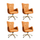 Fixed Arm Leather Office Chair High Back Upholstered Desk Chair with Steel Base Orange 4 Piece Set Casters Included Clearhalo 'furn' 'furn_office_chair' 'Furniture' 'Office Chairs' 'Office Furniture' 'office_chair' 5692157
