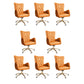 Fixed Arm Leather Office Chair High Back Upholstered Desk Chair with Steel Base Orange 8 Piece Set Casters Included Clearhalo 'furn' 'furn_office_chair' 'Furniture' 'Office Chairs' 'Office Furniture' 'office_chair' 5692162