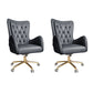 Fixed Arm Leather Office Chair High Back Upholstered Desk Chair with Steel Base Black 2 Piece Set Casters Included Clearhalo 'furn' 'furn_office_chair' 'Furniture' 'Office Chairs' 'Office Furniture' 'office_chair' 5692166